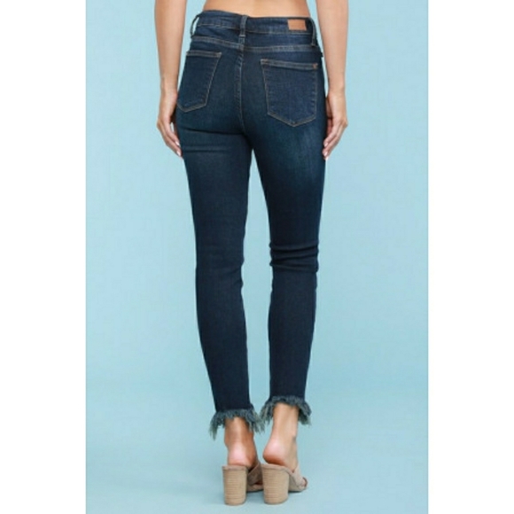 5  7 15 Dark Shark Bite High Rise Skinny - Picture 7 of 8